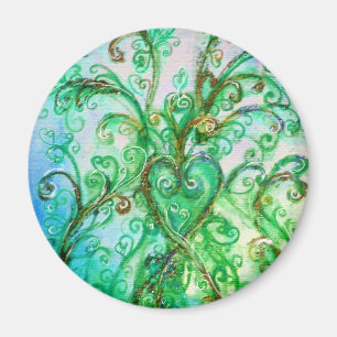WHIMSICAL FLOURISHES bright green yellow blue Magnet