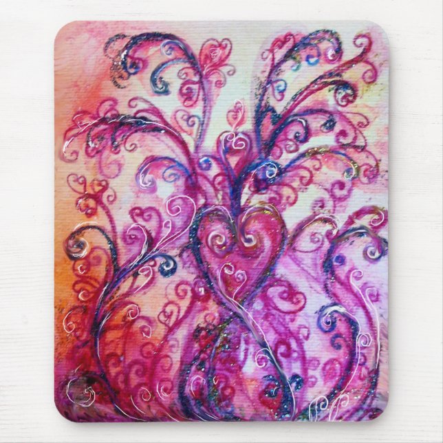 WHIMSICAL FLOURISHES bright pink purple white Mouse Mat (Front)