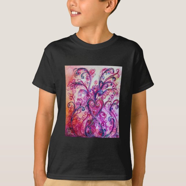 WHIMSICAL FLOURISHES bright pink purple white T-Shirt (Front)