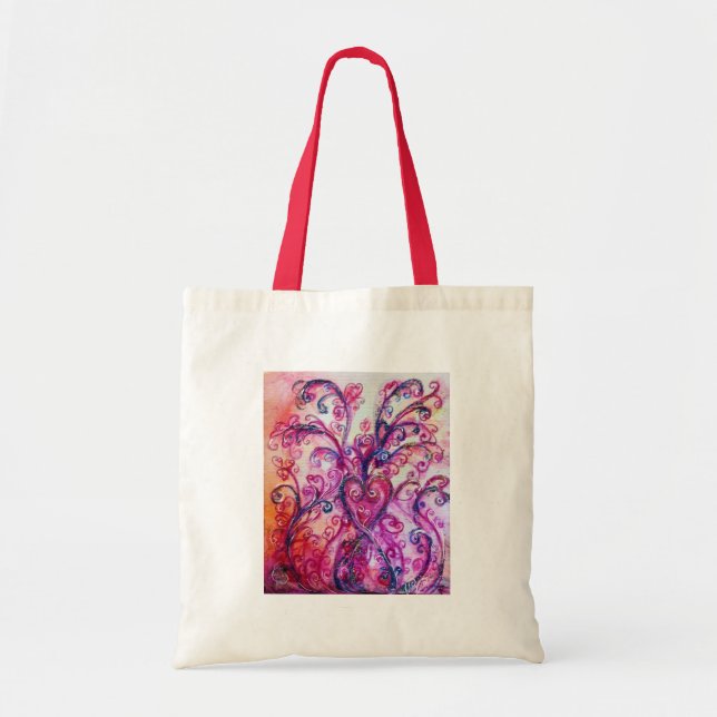 WHIMSICAL FLOURISHES bright pink purple white Tote Bag (Front)