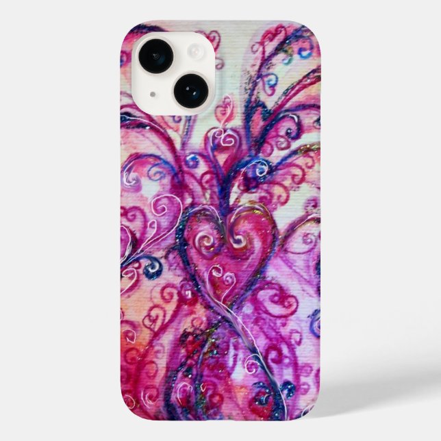 WHIMSICAL FLOURISHES bright pink red purple Case-Mate iPhone Case (Back)