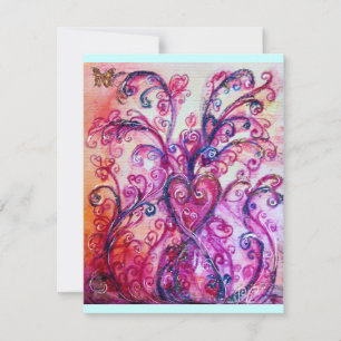 WHIMSICAL FLOURISHES bright red ,pink purple blue Invitation