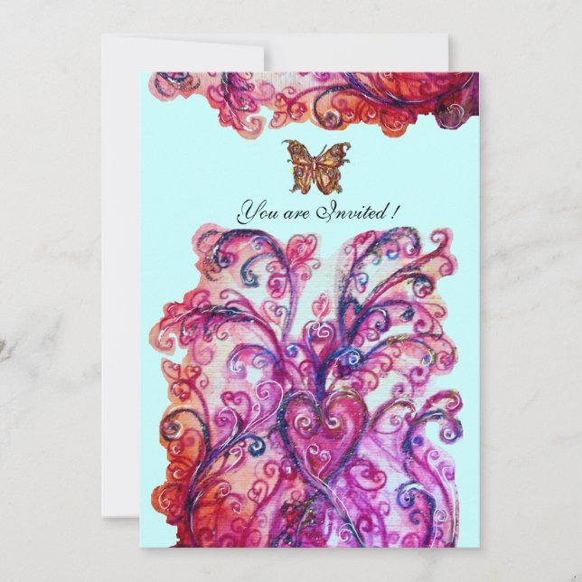 WHIMSICAL FLOURISHES bright red pink purple blue Invitation (Front)