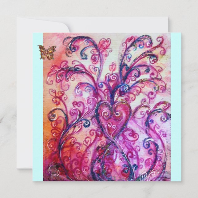 WHIMSICAL FLOURISHES bright red ,pink purple blue Invitation (Front)