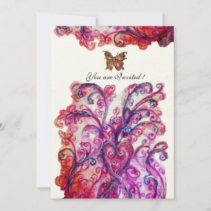 WHIMSICAL FLOURISHES bright red pink purple felt Invitation