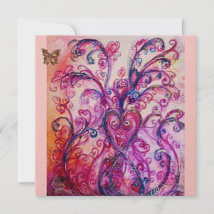 WHIMSICAL FLOURISHES bright red pink purple gold Invitation