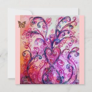 WHIMSICAL FLOURISHES bright red ,pink purple Invitation