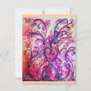 WHIMSICAL FLOURISHES bright red ,pink purple Invitation