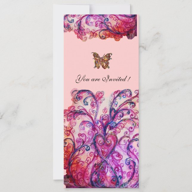 WHIMSICAL FLOURISHES bright red pink purple Invitation (Front)