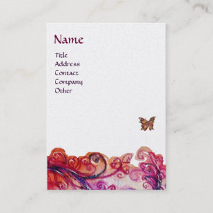 WHIMSICAL FLOURISHES bright red ,pink purple pearl Business Card