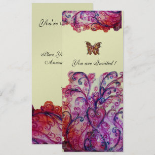 WHIMSICAL FLOURISHES bright red pink purple silver Invitation