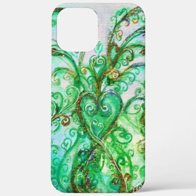 WHIMSICAL FLOURISHES bright teal green white Case-Mate iPhone Case (Back)