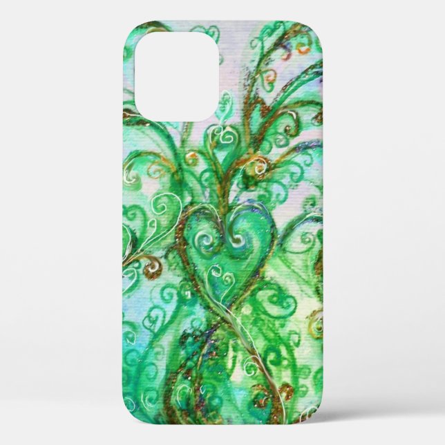 WHIMSICAL FLOURISHES bright teal green white Case-Mate iPhone Case (Back)