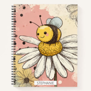 Whimsical Flower and Bee – Cozy Floral (1) Notebook