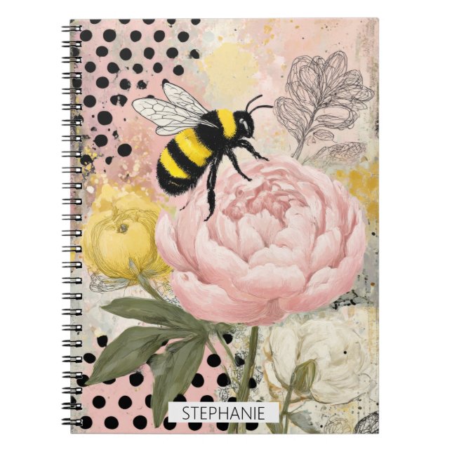 Whimsical Flower and Bee – Cozy Floral (2) Notebook (Front)