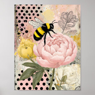 Whimsical Flower and Bee – Cozy Floral (2) Poster