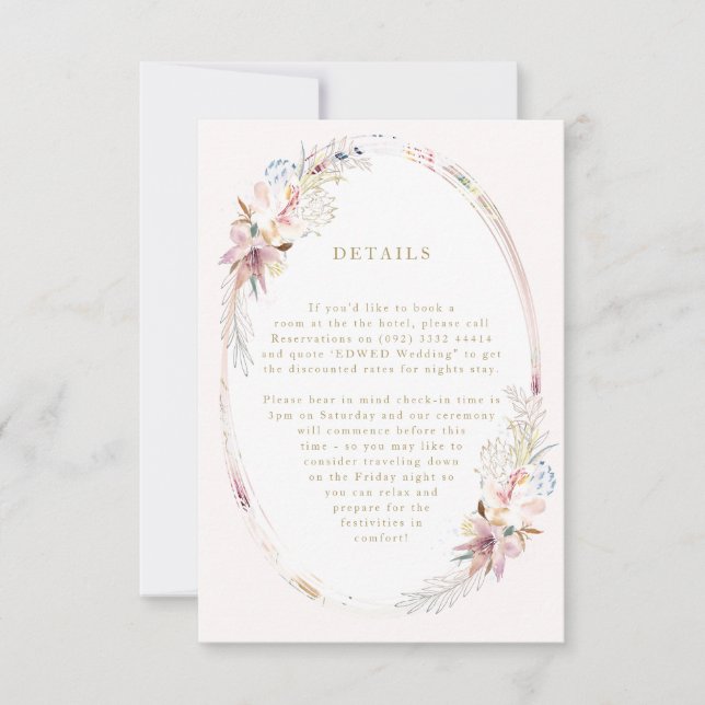 Whimsical Flower Bohemian Wedding Enclosure Card (Front)