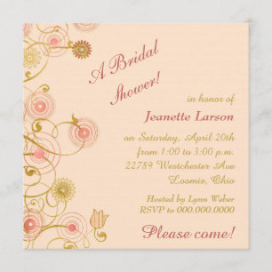 Whimsical Flower Border Bridal Shower Invitation