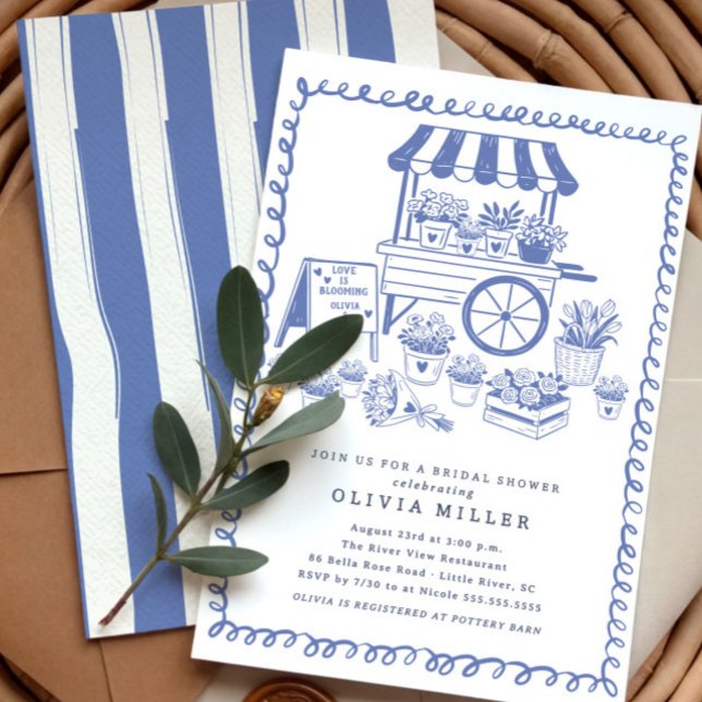 Whimsical Flower Cart Bridal Shower Invitation (Creator Uploaded)