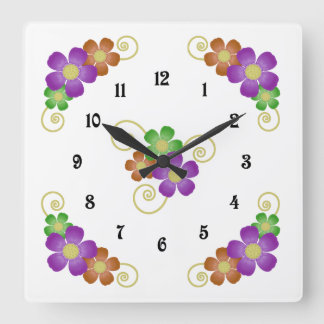 Whimsical Flower Design Wall Clock