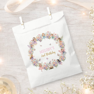 Whimsical flower fairy garden 2nd birthday  favour bags