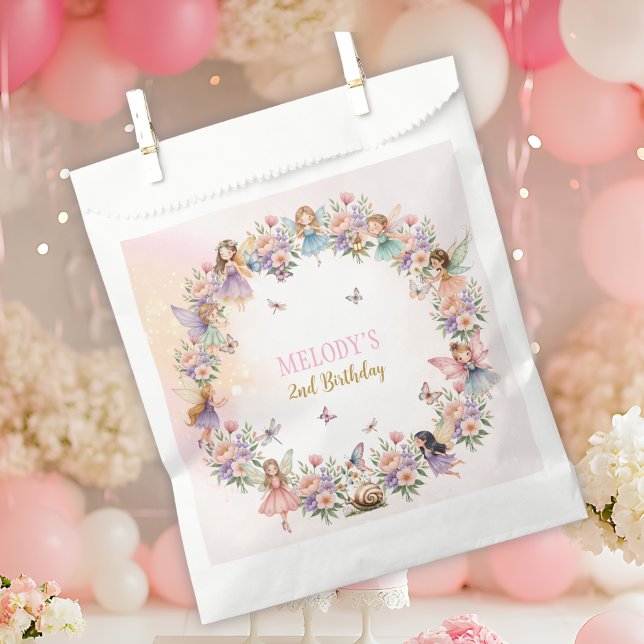 Whimsical flower fairy garden 2nd birthday  favour bags (Creator Uploaded)