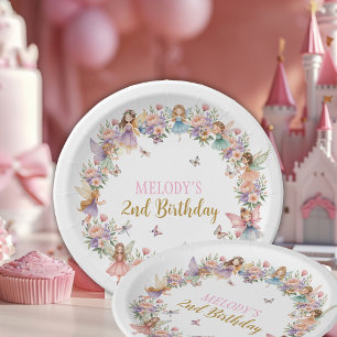 Whimsical flower fairy garden 2nd birthday  paper plate