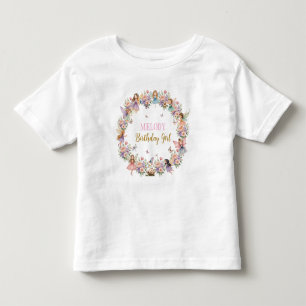 Whimsical flower fairy garden 3rd birthday  toddler T-Shirt