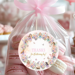 Whimsical flower fairy garden birthday classic round sticker
