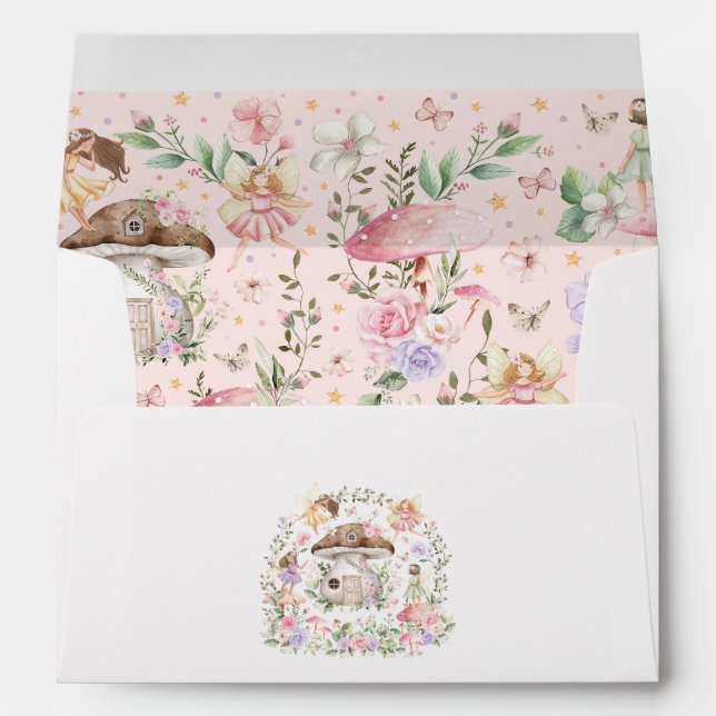 Whimsical Flower Fairy Garden Return Address Envelope (Back (Bottom))