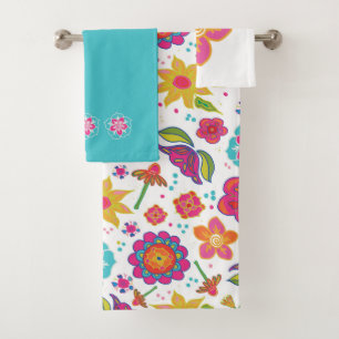Whimsical Flower Fun Bath Towel Set