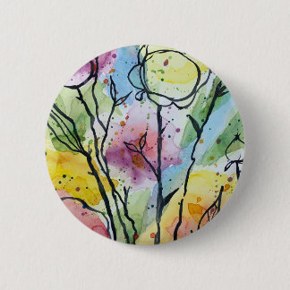 whimsical flower garden 6 cm round badge