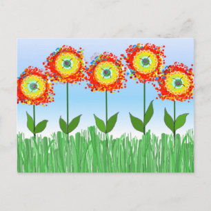 Whimsical Flower Garden Postcard
