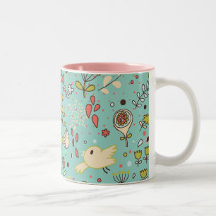 Whimsical Flower Garden Two-Tone Coffee Mug