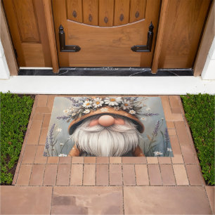 Whimsical Flower Gnome: Adorable Watercolor Art Doormat