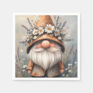Whimsical Flower Gnome: Adorable Watercolor Art Napkin