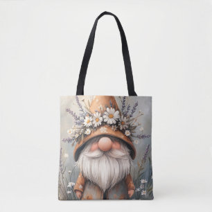 Whimsical Flower Gnome: Adorable Watercolor Art Tote Bag