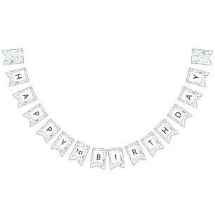 Whimsical Flower Happy Birthday Bunting Flags