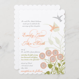 Whimsical Flower & Humming Bird Wedding Invitation