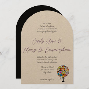 Whimsical Flower Love Tree Wedding Invitation