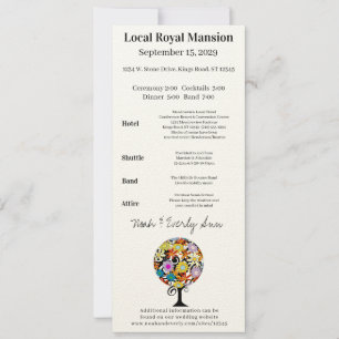 Whimsical Flower Love Tree Wedding Stationery Invitation