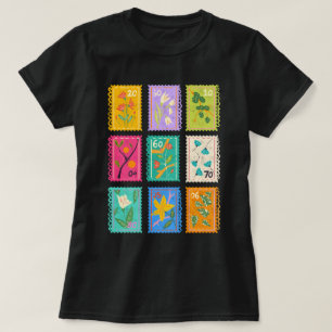 Whimsical Flower Postage Stamps Boho Flower Girly T-Shirt