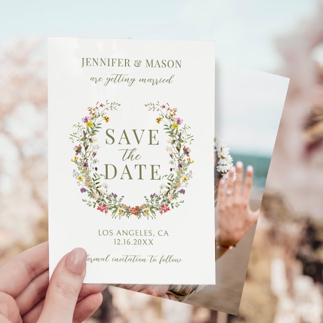 Whimsical flower Save the Date photo invitation (Creator Uploaded)