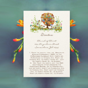 Whimsical Flower Tree Wedding Direction Cards