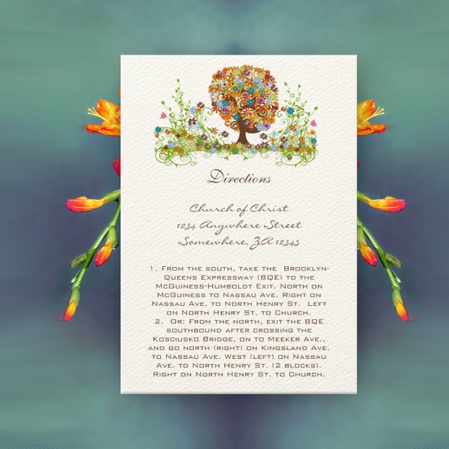 Whimsical Flower Tree Wedding Direction Cards (Creator Uploaded)