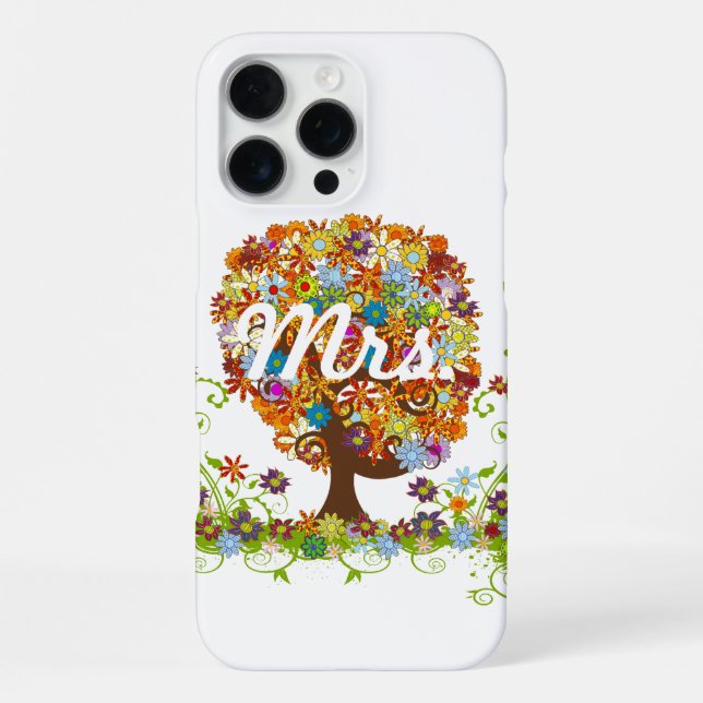 Whimsical Flower Tree Wedding iPhone Case (Back)