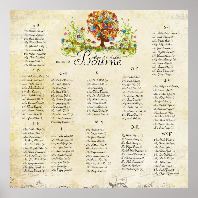 Whimsical Flower Tree Wedding Poster (Front)