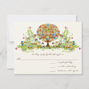 Whimsical Flower Tree Wedding Response Cards