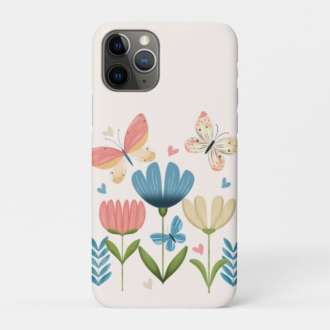 Whimsical Flowers and Butterflies Case-Mate iPhone Case (Back)
