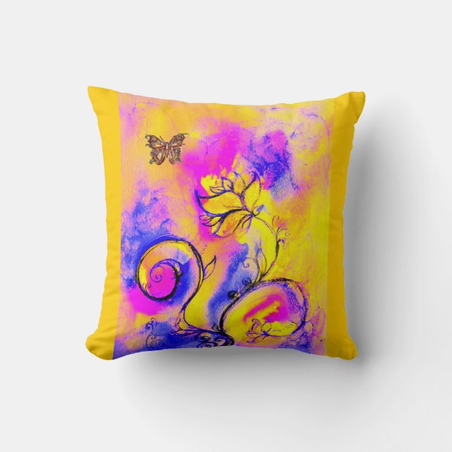 WHIMSICAL FLOWERS  AND BUTTERFLIES CUSHION (Front)